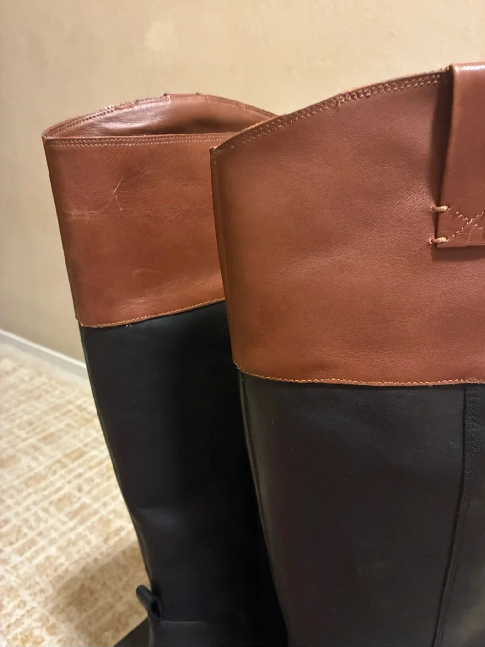 J.Crew leather Black BrownTall Lace-Up Riding Boots